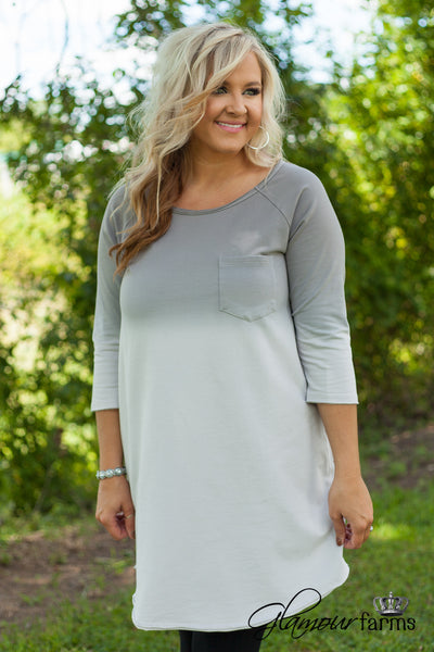 Curvy| Ombre Horizon Dress - Light Gray