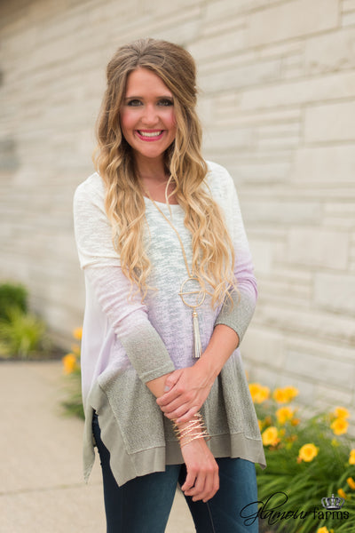 *1 LEFT - LARGE* Ombre Sunset Top - Ivory/Mauve