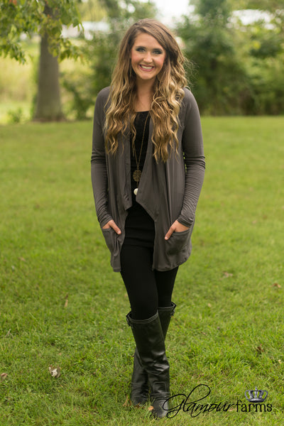 On The Run Cardigan - Dark Gray