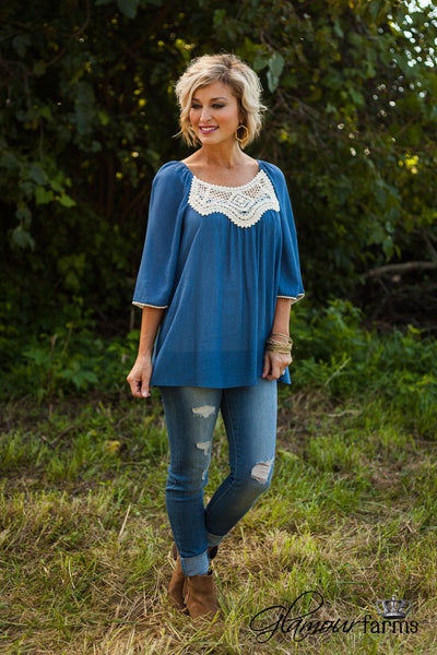 One Chic Chick Top - Denim Blue