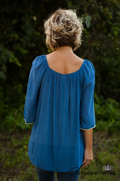 One Chic Chick Top - Denim Blue
