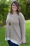 Curvy| Paducah Plaid Top/Tunic - Heather Taupe