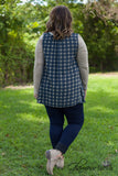 Curvy| Paducah Plaid Top/Tunic - Heather Taupe