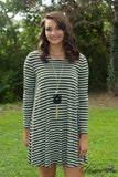 Palmetto Striped Tunic/Dress - Olive/Ivory