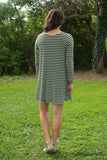 Palmetto Striped Tunic/Dress - Olive/Ivory