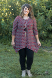 Curvy| Pretty Please Lattice Tunic - Dark Red
