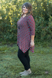 Curvy| Pretty Please Lattice Tunic - Dark Red