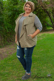 Curvy| Rivers Edge Trench Vest - Olive