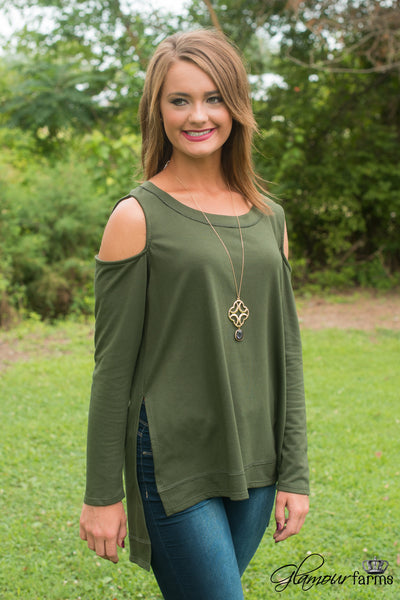 Rosemary Cold Shoulder Top - Olive
