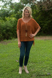 Rosewood Fringe Poncho - Rust