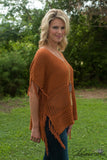 Rosewood Fringe Poncho - Rust