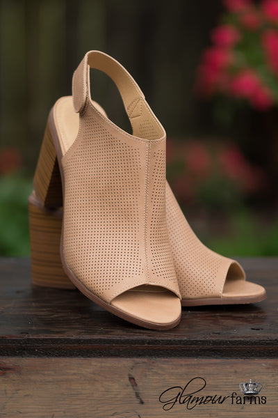 Sandraya Open Toe Bootie - Tan