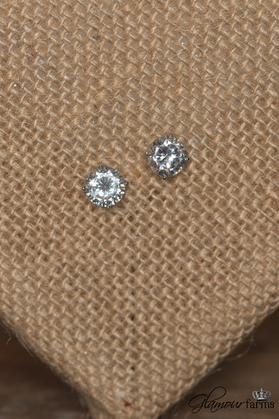 Sassy Solitaire Earring - Silver/Clear