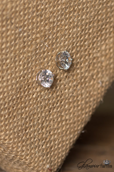 Sassy Solitaire Earring - Silver/Clear