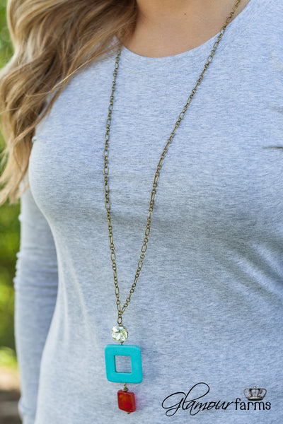 Scattered Memories Necklace -Turquoise/Worn Gold