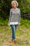 Selma Striped Top - Dark Gray
