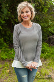 Selma Striped Top - Dark Gray