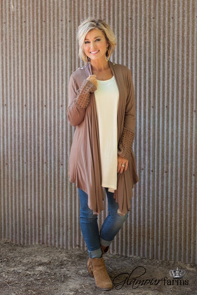 Sienna Lace Cardigan - Mocha