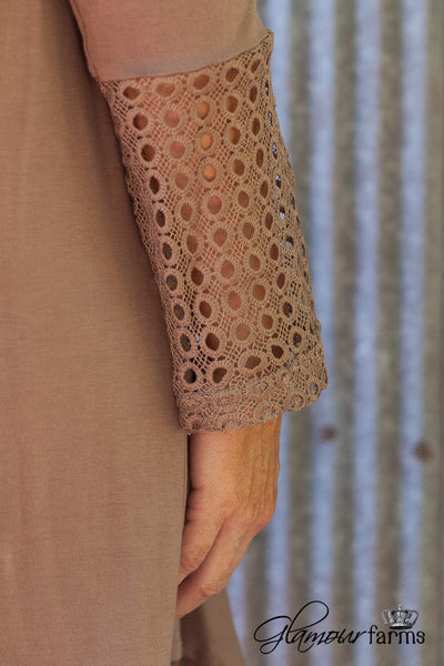 Sienna Lace Cardigan - Mocha