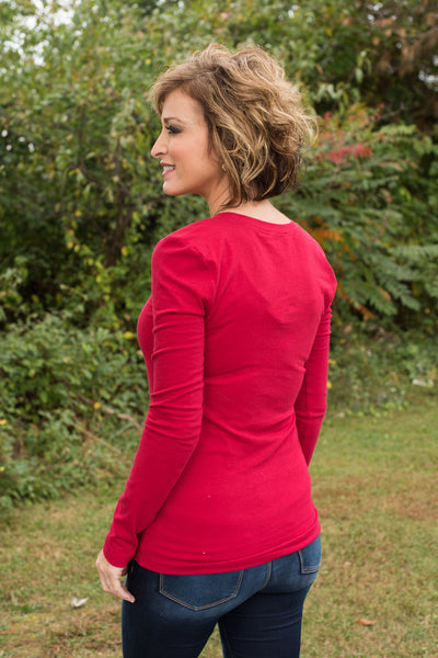 *RESTOCK* Simply Basic Long Sleeve Tee - Cranberry