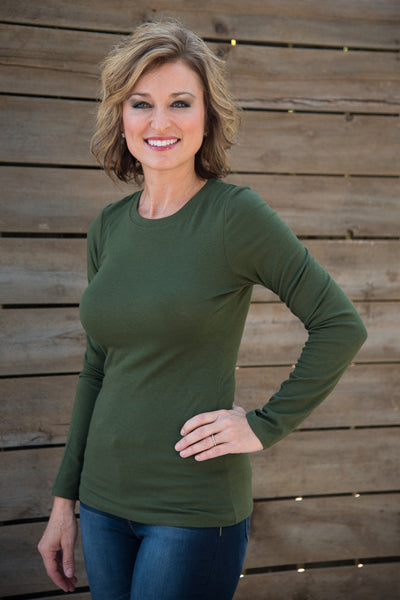 *RESTOCK* Simply Basic Long Sleeve Tee - Olive