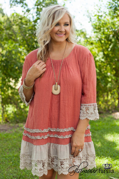 Curvy| Think Of You Tunic/Dress - Rust