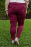 Curvy| Sophia Classic Skinny - Maroon
