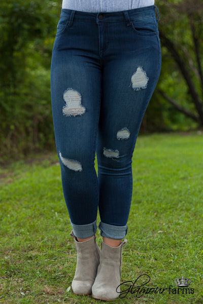 Sophia Distressed Skinny Jean - Dark Wash