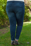Curvy| Sophia Distressed Skinny Jean - Dark Wash