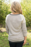 Stay Awhile Striped Top - Gray/Oatmeal