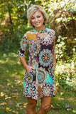 *PRE-ORDER* Teresa Floral Tunic/Dress - Brown/Mint