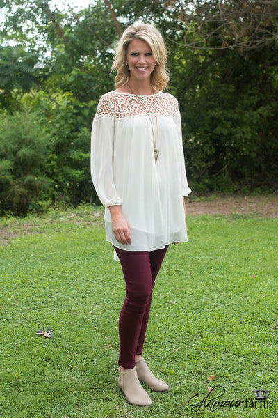 The Audrey Crochet Tunic - Ivory