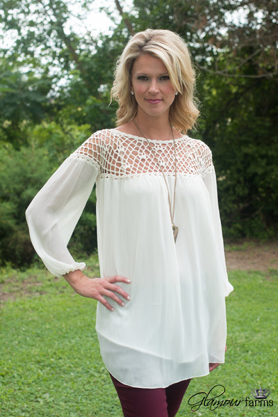 The Audrey Crochet Tunic - Ivory