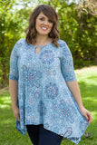 Curvy| The Becca Tunic  - Blue/Coral