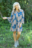 Curvy| The Bryce Floral Tunic/Dress - Teal