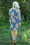 Curvy| The Bryce Floral Tunic/Dress - Teal