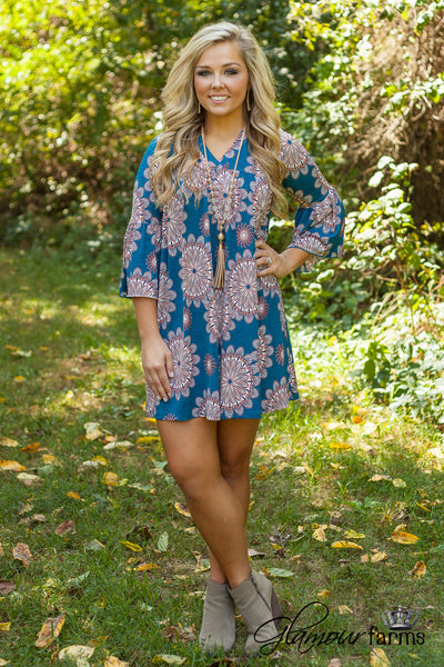 The Bryce Floral Tunic/Dress - Teal