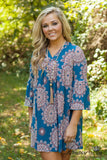 The Bryce Floral Tunic/Dress - Teal