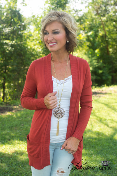 The Harlow Cardigan - Rust