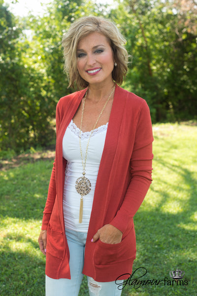 The Harlow Cardigan - Rust