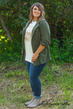 Curvy| The Hayden Hooded Jacket - Army Green