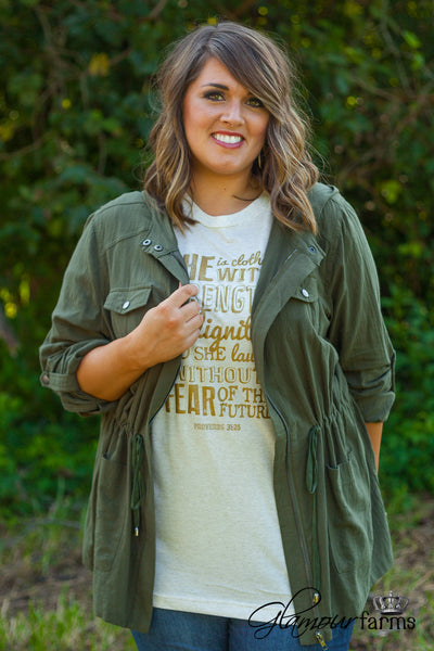 Curvy| The Hayden Hooded Jacket - Army Green
