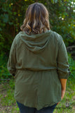 Curvy| The Hayden Hooded Jacket - Army Green