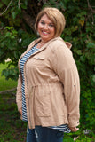 Curvy| The Hayden Hooded Jacket - Khaki