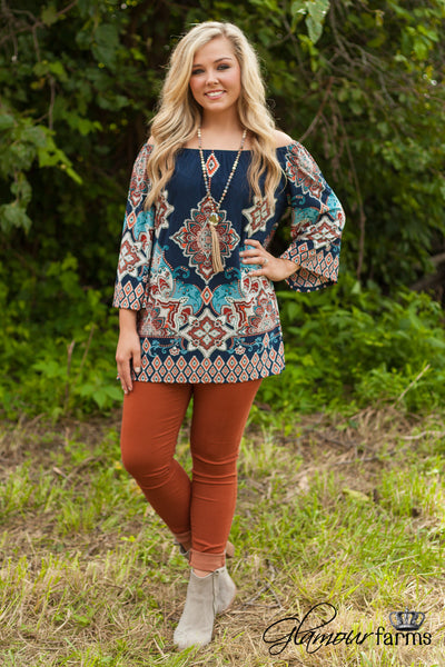 The Mika Top - Navy/Multi