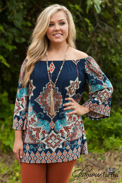 The Mika Top - Navy/Multi