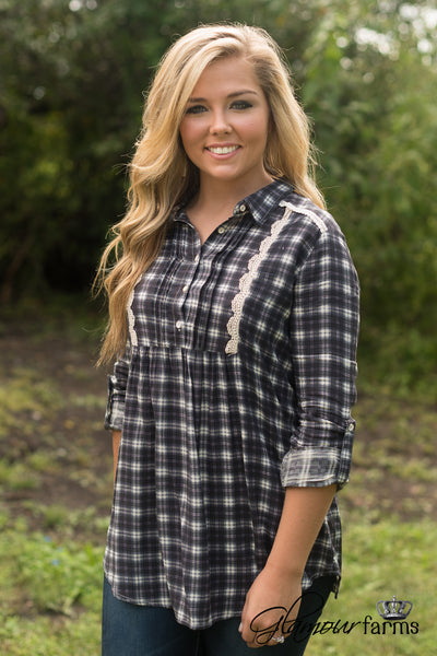 Through The Windowpane Plaid Tunic - Charcoal