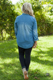 Curvy| True Blue Denim Shirt - Medium Wash