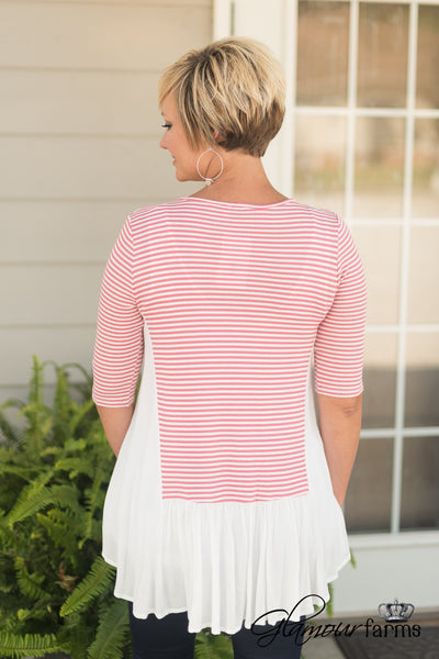 True Hope Striped Top - Coral/Ivory