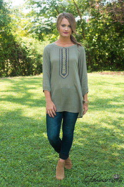 Tula Embroidered Tunic - Olive